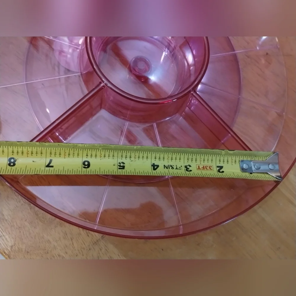 Pink Divided Serving Tray Lazy Susan Party  Chip & Dip Snack Appetizer, T12MIS